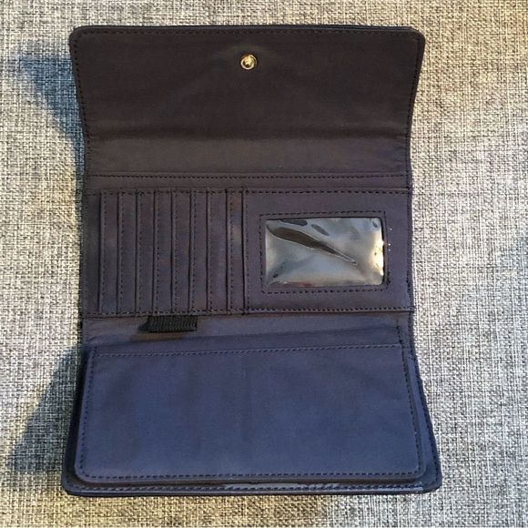 TOMMY HILFIGER Navy Blue Grey Trifold Wallet Credit Card Slots Extra Section - Picture 6 of 14